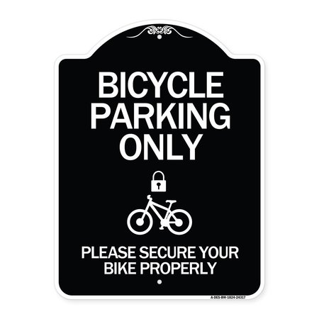 SIGNMISSION Bicycle Parking Please Secure Your Bike Properly Heavy-Gauge Aluminum Sign, 24" x 18", BW-1824-24317 A-DES-BW-1824-24317